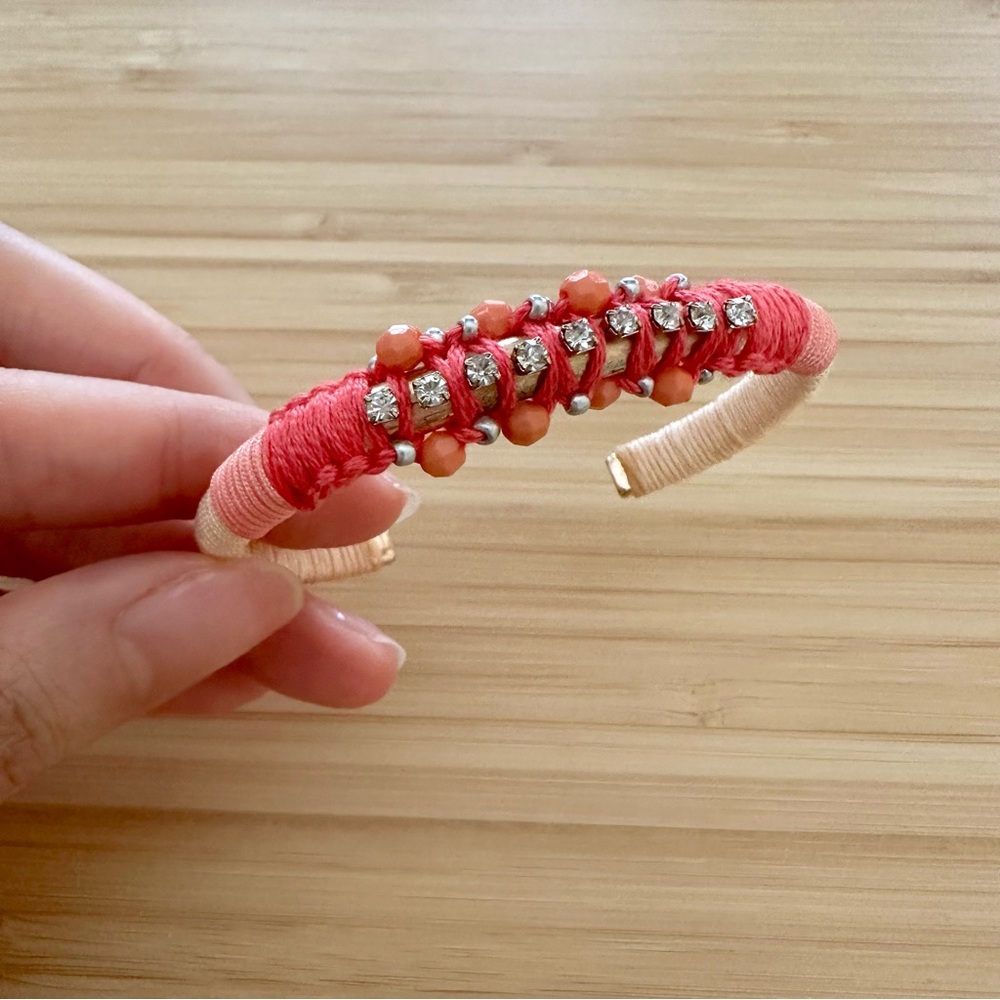 Gorgeous Pink Beaded Jewel String Cuff